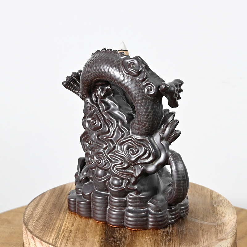 Keramikstatue Dragon Play Perlen Rückfluss Wasserfall Räuchergefäß