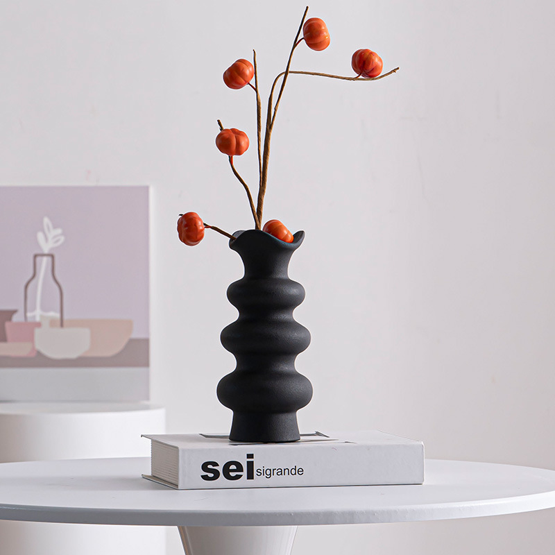 Pink, Blau, Schwarz, Weiß, Dreischicht Blumenstil Design Keramikvasen für die Heimdekoration