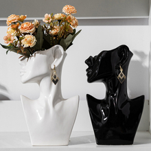 Großhandel mit moderner Keramik-Gesichtsvase, Büstenstatue für Heimdekoration, OEM-kundenspezifischer Porzellan-Menschenkopf-Blumentopf, Schmuck-Display-Halter