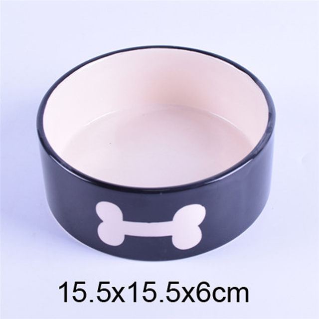 Schwarz glasierte bedruckte weiße Knochen Keramik Pet Feeder Keramik Hundenapf