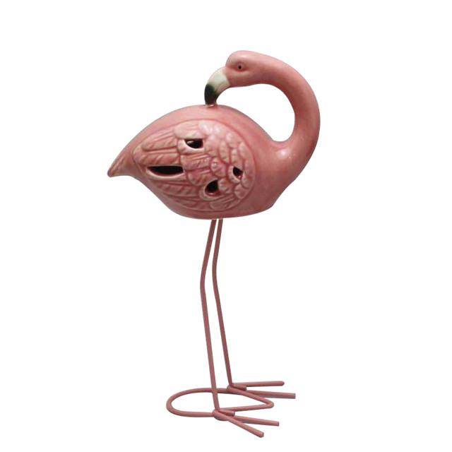 Keramik Pink High Foot Flamingo LED Lampe Dekoration