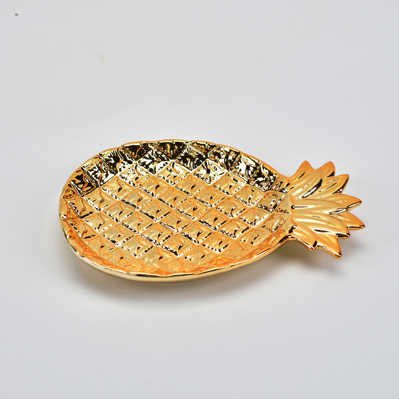 Elektroplattengoldene Ananas-Design-Design-Keramik-Schmucksachen