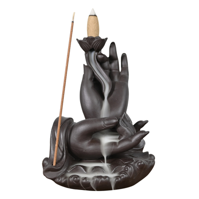 Keramik-Buddha-Hand-Design-Rückfluss-Räucherkegel-Brenner