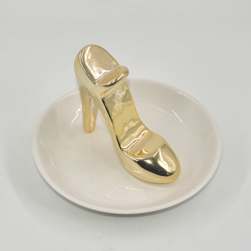 Golden High Heels Style Design Keramik Schmuck Tablett