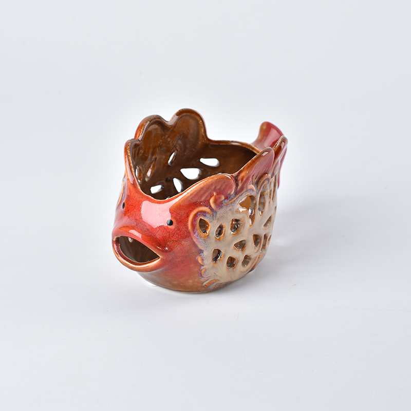 Roter Fisch Stil Design Keramik Obstschale Keramik Garnschale, Garnschale, Strickschale, Häkelschale, hellblaue Garnschale, auf Bestellung gefertigt