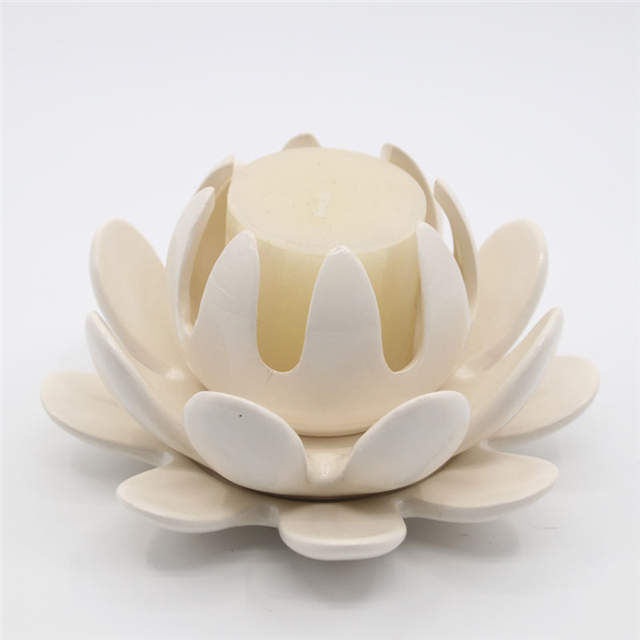 Weißer Keramik Lotus Kerzenständer Keramik Blumenkerzenhalter
