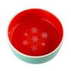 Roter Hintergrund Druck Weißer Schnee Keramik Pet Bowl Hundenapf Kleine frische Katzenschüssel Runde Pet Bowl