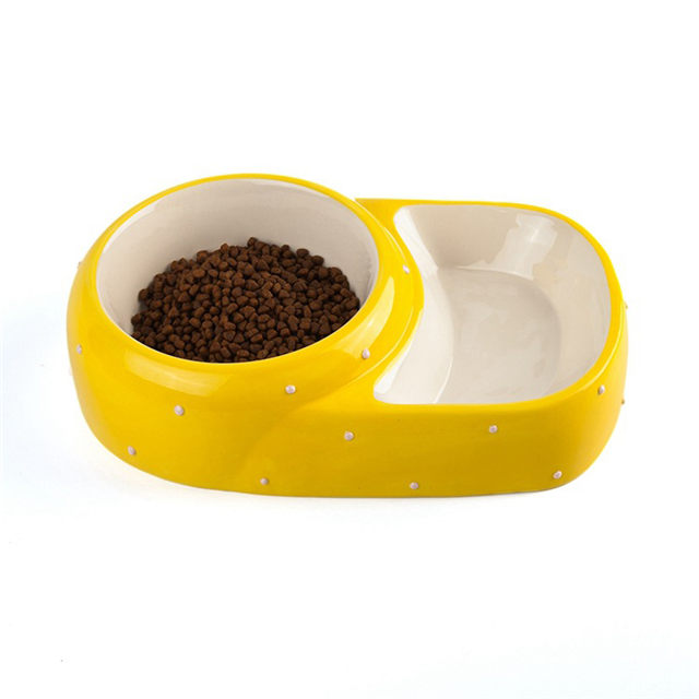Archie Exclusive Use Doppelschale hoch und niedrig gelbe Keramik Pet Feeder Keramik Hundenapf