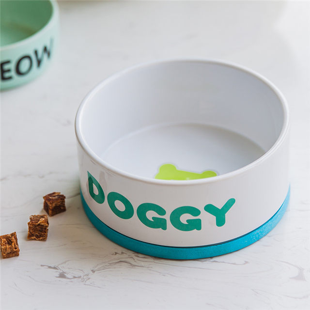 mit Logo gedruckt kreisförmige Keramik Hundefutter Pink Ceramic Pet Feeder Dog Bowl