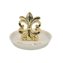Goldenes Leuchtfeuer Design Keramik Schmucktablett Ringhalter