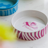 Drucken Pink Strip Circular Ceramic Dog Bowl Keramik Pet Feeder