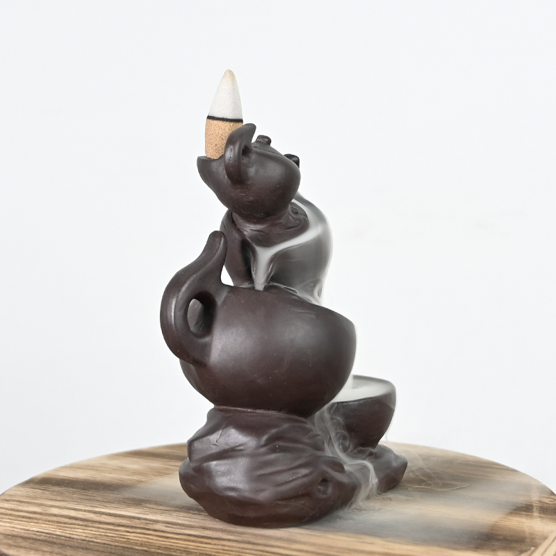 Keramik Drei Teekannen zusammen gestapelt Stil Design Weihrauchkegel Wasserfall Backflow Little Buddha Skulptur Keramik Backflow Weihrauch Brenner