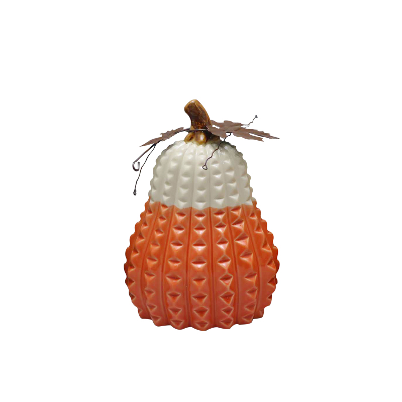 Handbemaltes, strukturiertes Keramik-Kürbisstatuen-Set, Herbsternte-Porzellan-Weihnachtsornament mit Metallakzenten. Hersteller