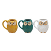 Niedliches 3D-Eulen-Keramik-Kaffeetassen-Set, originelles Geschenk, Tier-Teetassen, 3er-Set in verschiedenen Farben