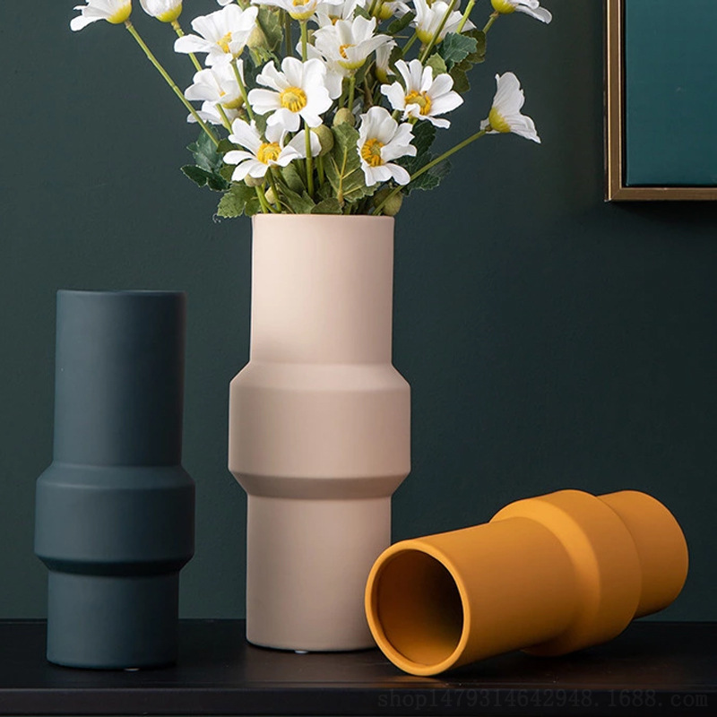 Weiße Keramikvase Desktop Dekoration für Wohnkulturblumenvase