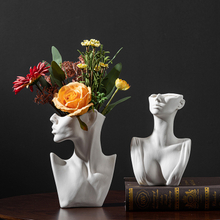 OEM Custom Göttin Büste Keramik Blumenvase, moderne weibliche Büste Skulptur Pflanzer für Hotel Büro Dekor