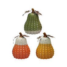 Handbemaltes, strukturiertes Keramik-Kürbisstatuen-Set, Herbsternte-Porzellan-Weihnachtsornament mit Metallakzenten. Hersteller