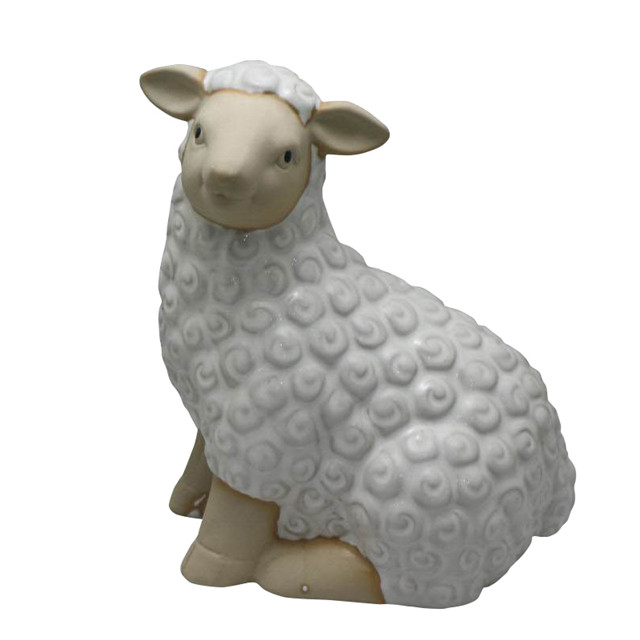 Sitzende Schafe Keramik White Farm Schaf Statuen Dekoration
