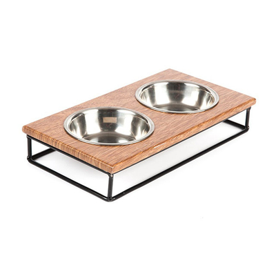 Eisengerüst Match mit Holzboden Ceramic Pet Feeder Ceramic Dog Bowl