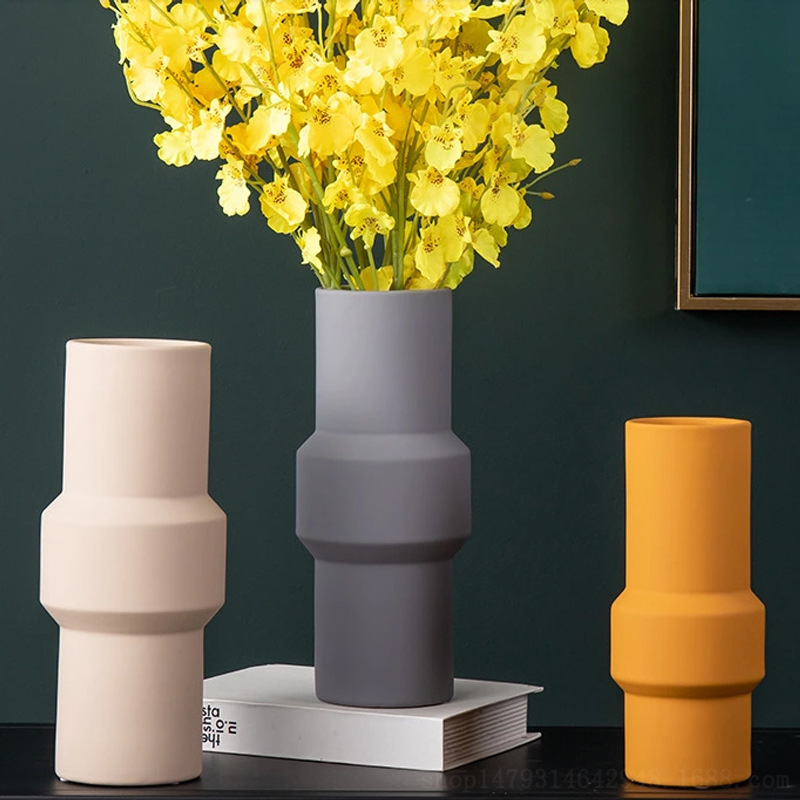 Weiße Keramikvase Desktop Dekoration für Wohnkulturblumenvase