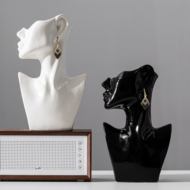 Großhandel mit moderner Keramik-Gesichtsvase, Büstenstatue für Heimdekoration, OEM-kundenspezifischer Porzellan-Menschenkopf-Blumentopf, Schmuck-Display-Halter