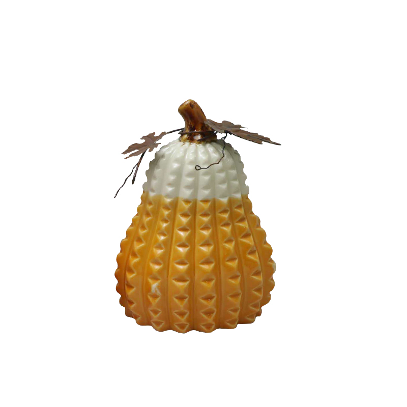 Handbemaltes, strukturiertes Keramik-Kürbisstatuen-Set, Herbsternte-Porzellan-Weihnachtsornament mit Metallakzenten. Hersteller