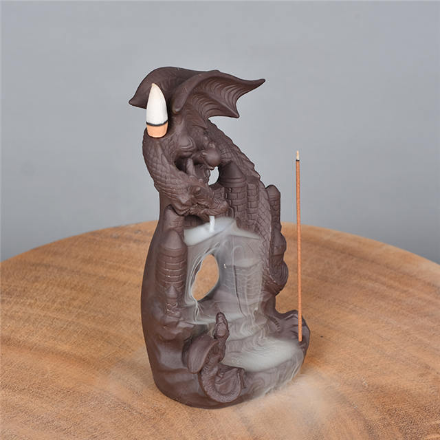 2020 Yer neues Produkt Statue Keramik Drache Keramik Wasserfall Rückfluss Weihrauchbrenner