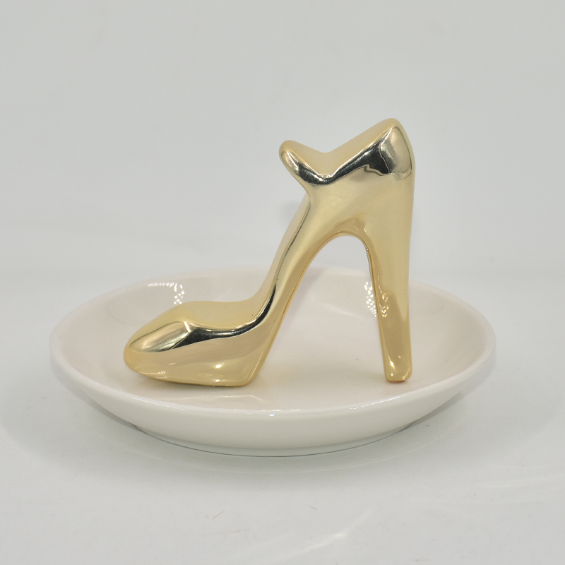 Golden High Heels Style Design Keramik Schmuck Tablett