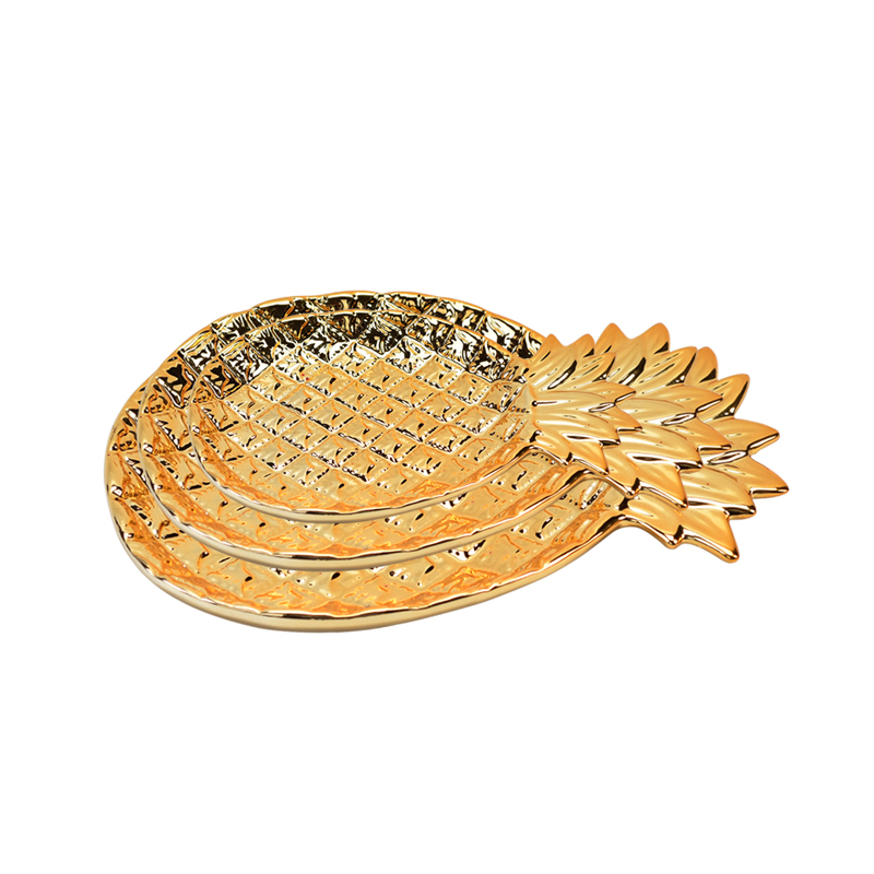 Elektroplattengoldene Ananas-Design-Design-Keramik-Schmucksachen