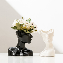 Moderne nordische Keramik-Gesichtsvase, abstrakter menschlicher Kopf, Blumentopf, Großhandel, kreative Porzellan-Körperbüste-Vase für Heimdekoration