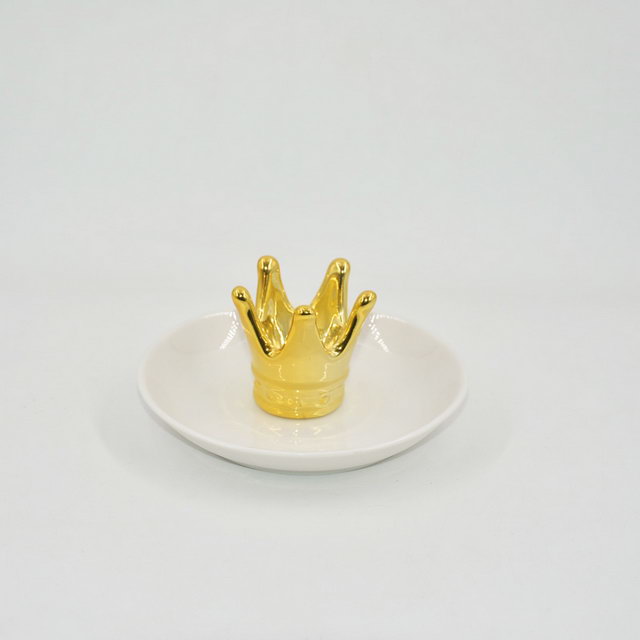 Rose Golden Crown Design Hochzeitsdekoration Geschenk Schmuck Tablett Schmucketablett Keramik Ehering Halter
