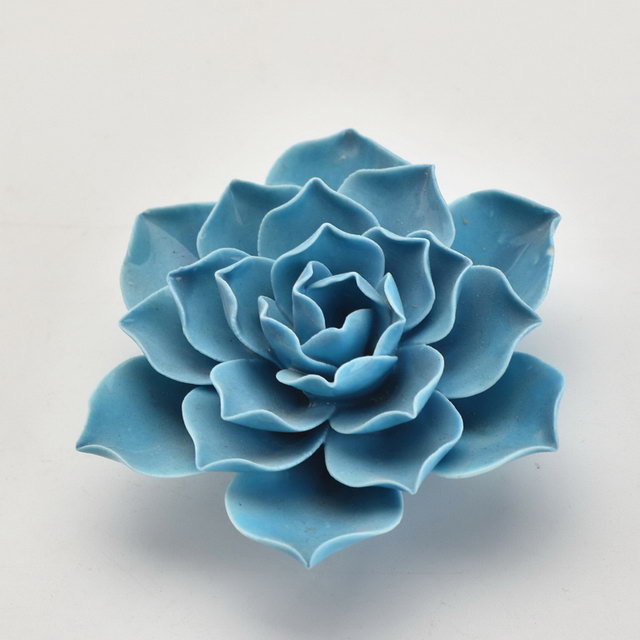 Blaue Rose Blume Farbe Home Decor Hochzeitsdekoration Porzellan Blume Figur Statue Keramik Blume
