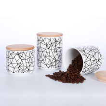 Mit Bambusdeckel Store Candy Cookies Kaffee Bedrucktes Streifenmuster Keramikglas