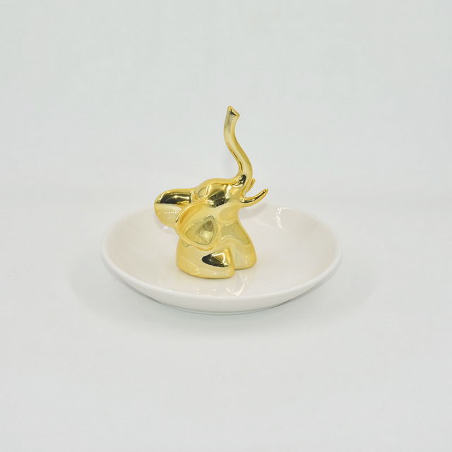 Golden Elephant Shape Hochzeitsdekoration Geschenk Schmuck Tablett Trinket Tray Keramik Ehering Halter