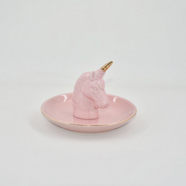 Pink Unicorn Style Home Decor Geschenk Schmucketui Keramik Eheringhalter Schmuck Display Tablett