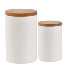 Keramikbehälter Vorratsglas Teeglasbehälter Porzellanglas und Bambusdeckel mit Bambusdeckel (luftdicht) (Matt White, Packung 2)
