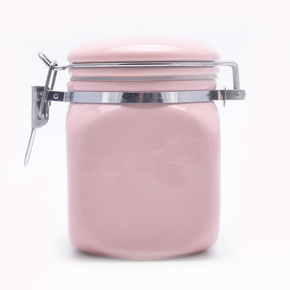 Mit Bambusdeckel Store Candy Cookies Kaffee Pink Keramik Dichtung Tank