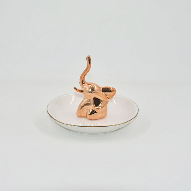 Rose Golden Elephant Style Dekor Geschenk Trinket Tray Keramik Eheringhalter Schmuck Display Tray
