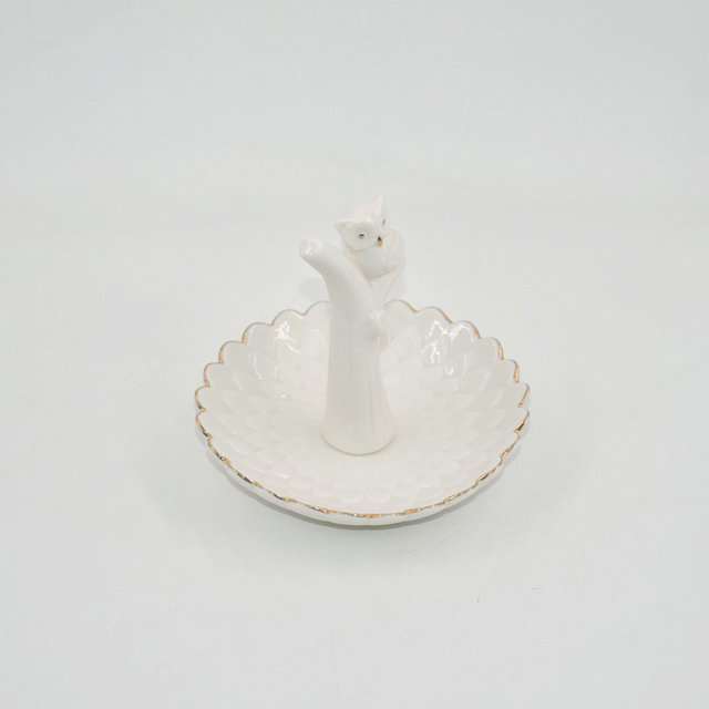 Owl Style Home Decor Geschenk Schmuck Display Tray Hochzeitsgeschenk Keramik Ringhalter Custom Trinket Tray