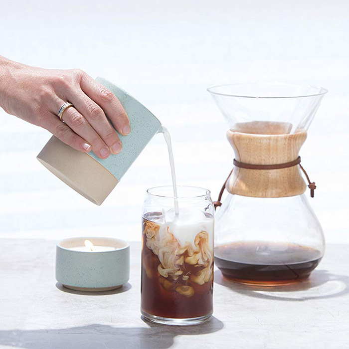 Mit Bambusdeckel Store Candy Cookies Kaffee Bedrucktes Streifenmuster Keramikglas