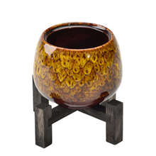 Keramikvasen aus Bambus Wohnmöbel Dekoration Desktop Dekorative Bambushalterung Gelbe Delikatesse Keramik Blumentopf