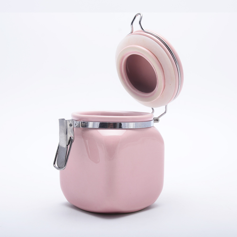 Mit Bambusdeckel Store Candy Cookies Kaffee Pink Keramik Dichtung Tank