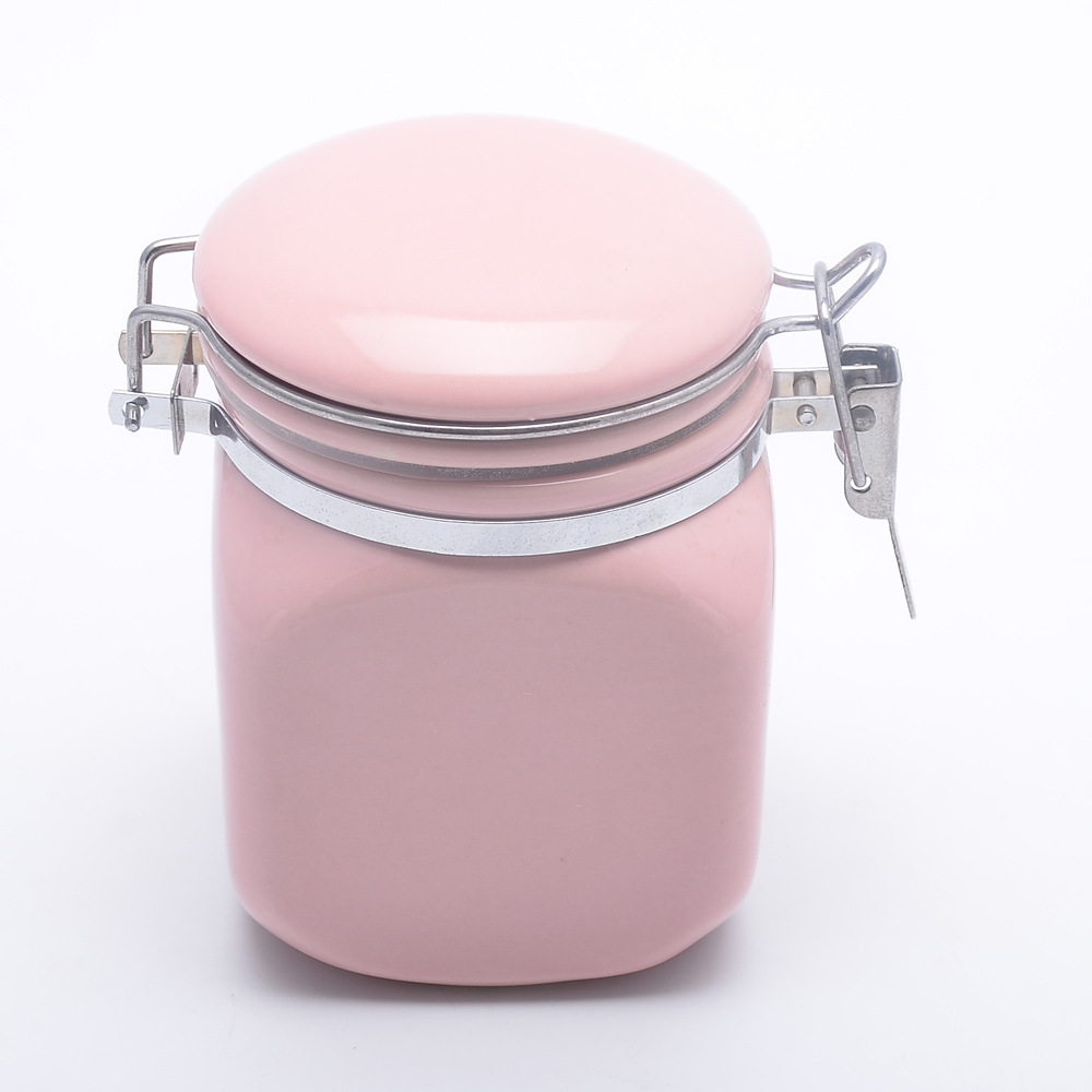 Mit Bambusdeckel Store Candy Cookies Kaffee Pink Keramik Dichtung Tank