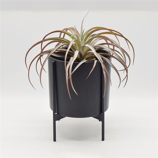 Black Iron Bracket Vierbeinstütze Match mit Black Ceramic Flowerpot Planter Pot