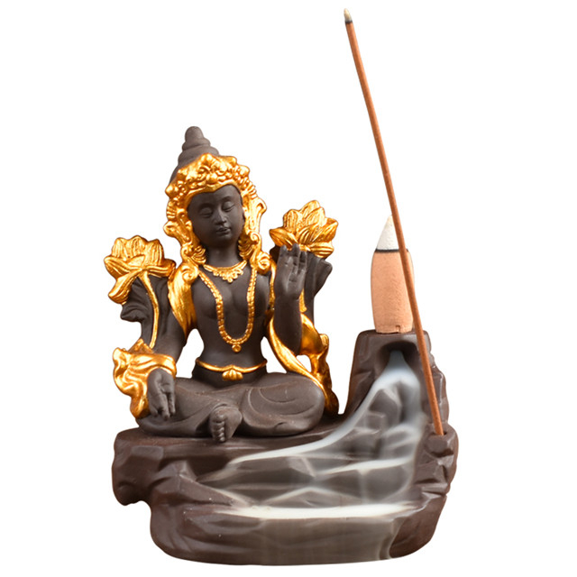 Heimtextilien Dekorieren Keramik Statue goldene Göttin Keramik Backflow Weihrauchbrenner