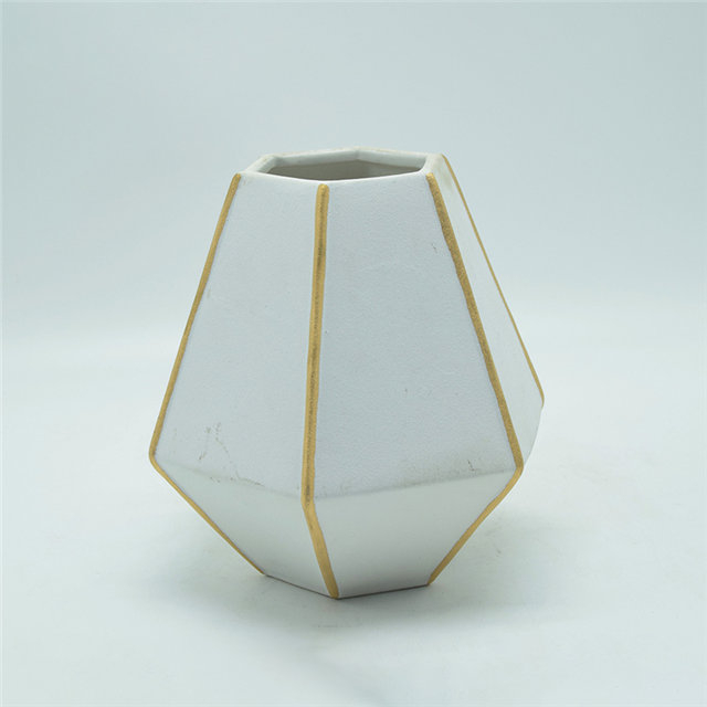 Heimtextilien Dekoration Tischplatte Keramik Vase Desktop Dekoration Polyhedrose Grau Weiß Keramik Vase