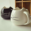 Schwarze oder weiße Farbe Feline Style Keramik Kaffeetasse oder Teetasse