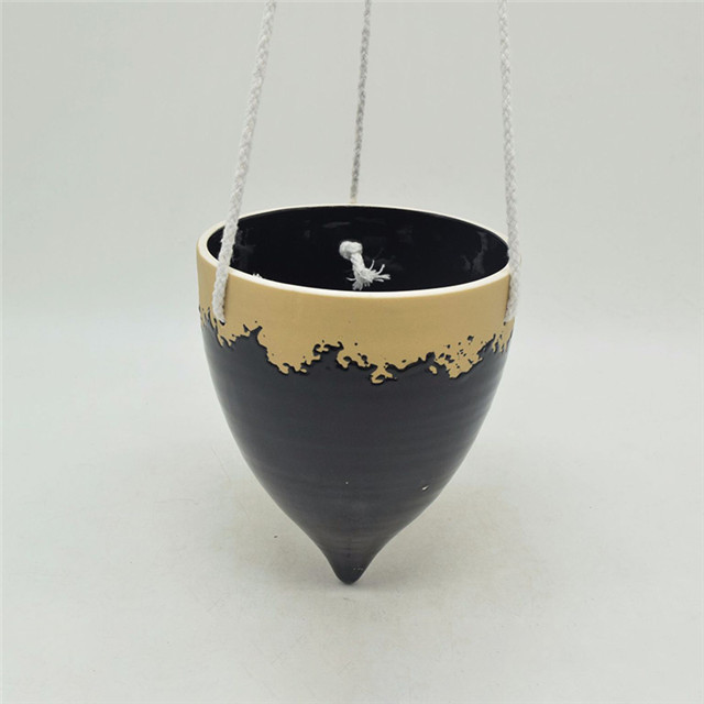 Conicalness Black Ceramic Flowerpots Direkt vom Hersteller verkauft Suspension Type Ceramic Flower Pot