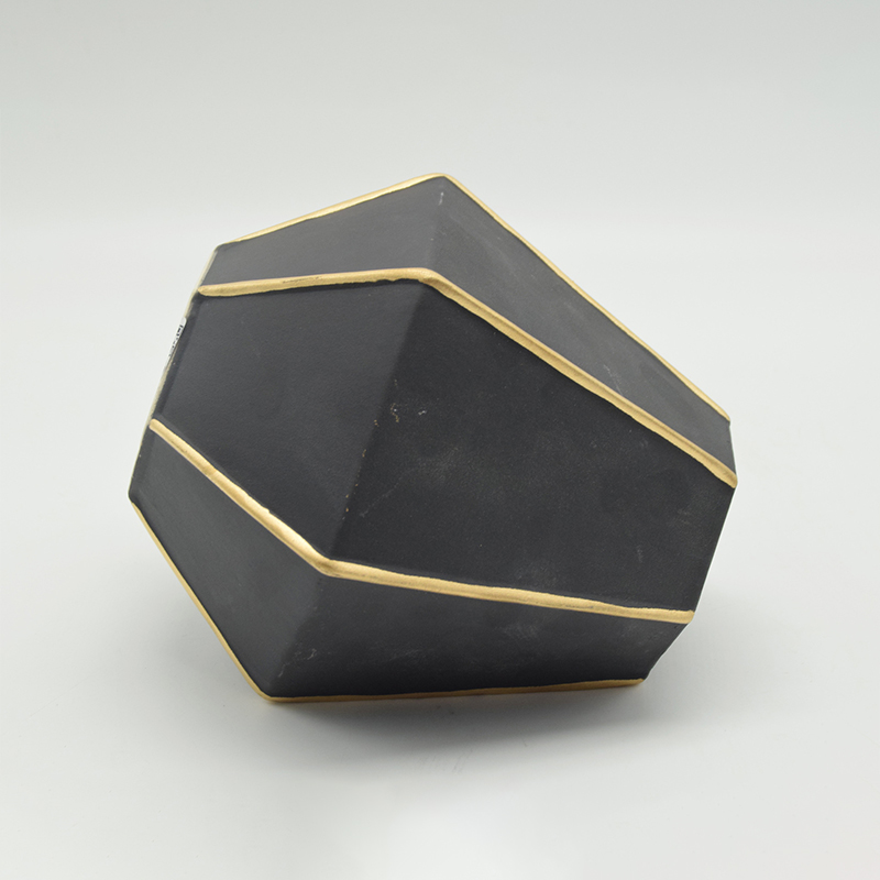 Heimtextilien Dekoration Tischplatte Keramik Vase Desktop Dekoration Polyhedrose Schwarz Keramik Vase
