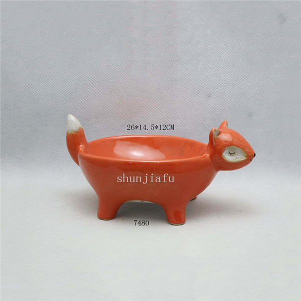 Graue vierbeinige Keramik-Fox-Schüssel